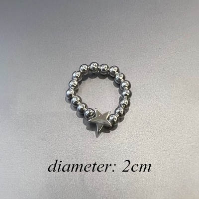 Cincin Bintang Elastis Vintage Adjustable Unisex Warna Silver Retro Beads Ring Perhiasan Jari Logam Sederhana Untuk Wanita Pria