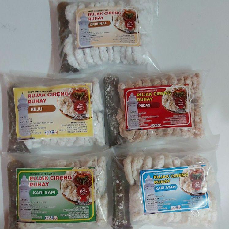 

Free Ongkir/ Rujak Cireng gurih pedas Ruhay Isi 20 Gratis Sambal