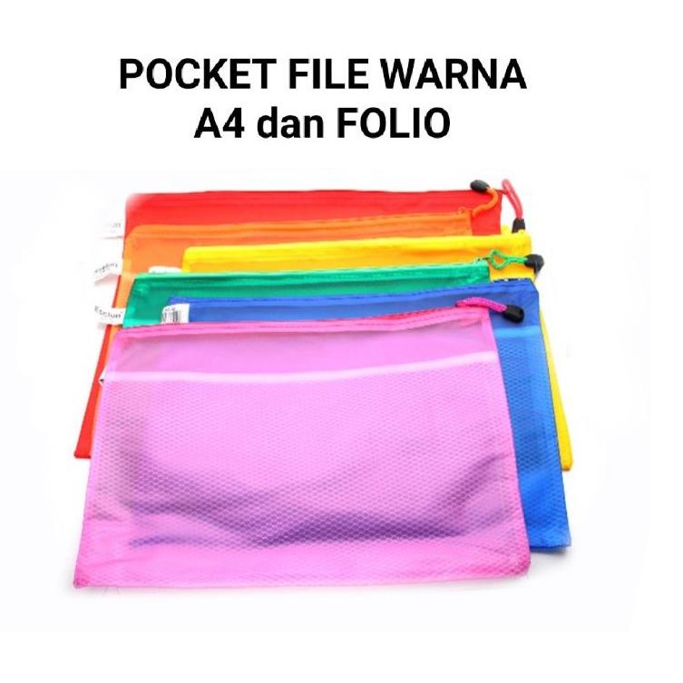 

C98 Map Plastik Pocket File Zipper Ukuran Folio dan A4 WARNA / Eselon TERBAIK ぜ