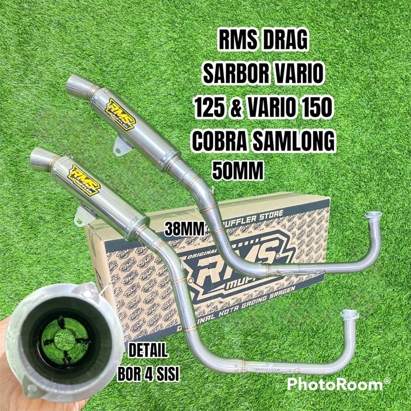 KNALPOT VARIO 125 VARIO 150 SARANGAN BOR RMS ORIGINAL BULAT DRAG LEHER BENDING COBRA SAMLONG DIAMETE