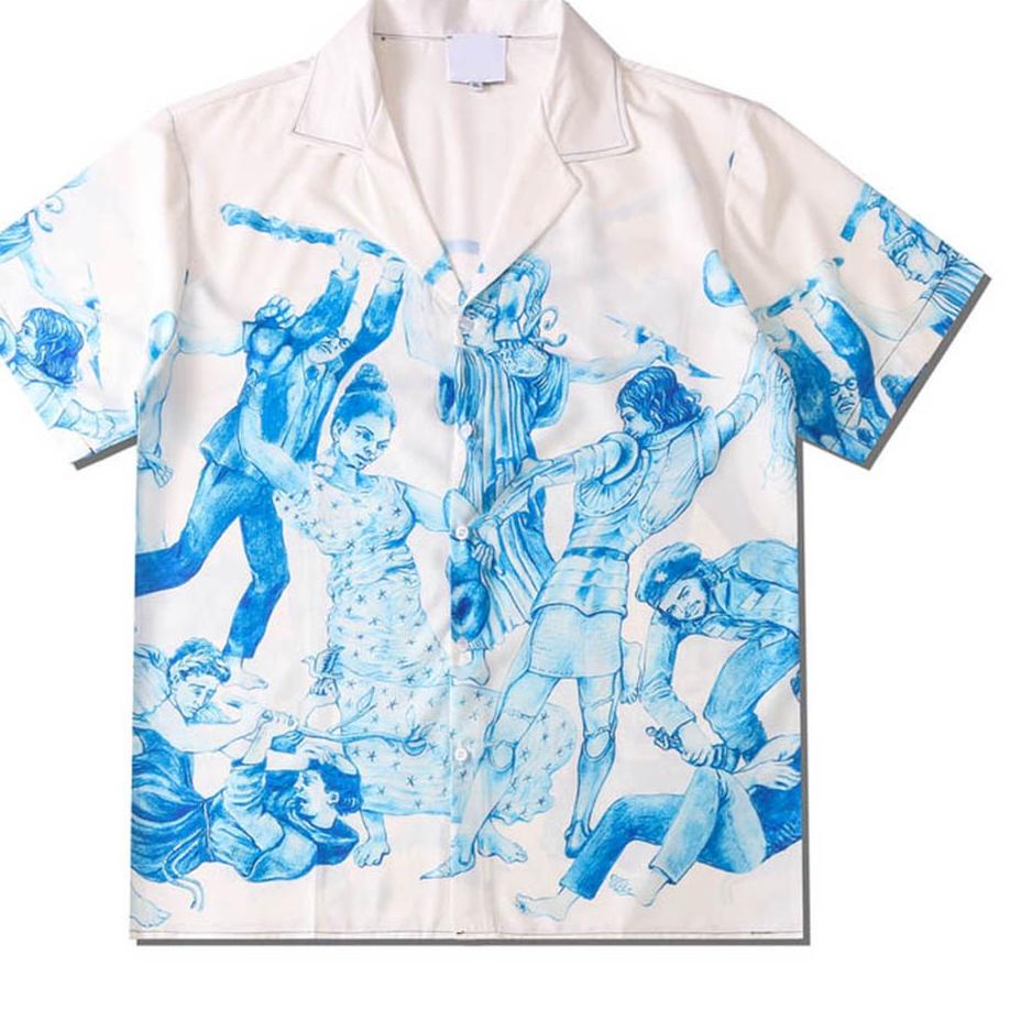 COD - Dark Icon Printed Hawaiian Shirt Men Summer Vintage Polo Shirt Street Fashion Men's Shirts Ter