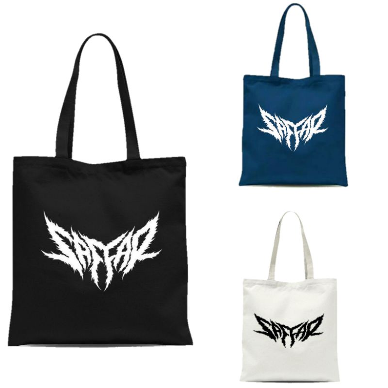 Tote bag Kanvas Resleting Pria Wanita Band Metal Saffar Murah Kekinian