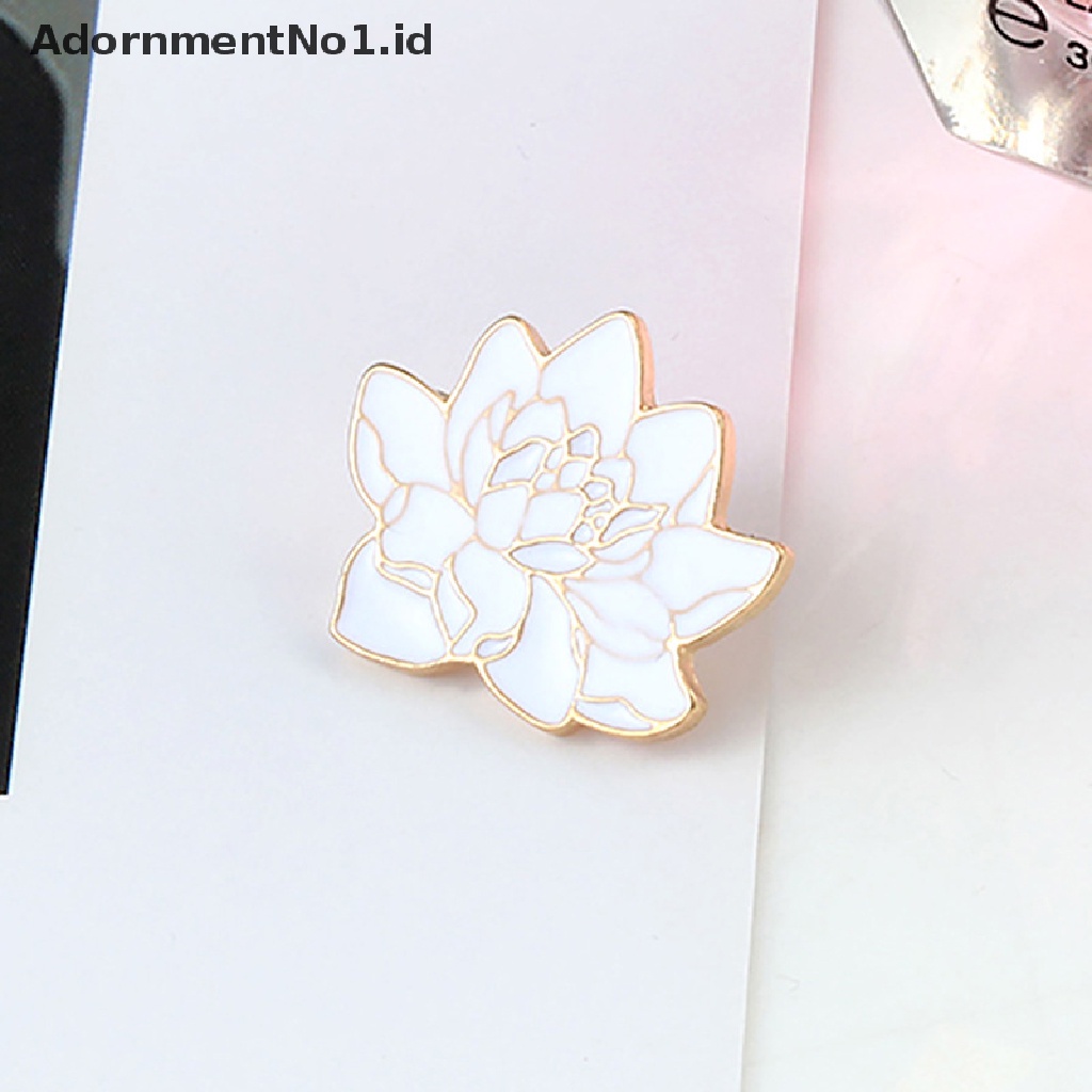 [AdornmentNo1] Buddhism White Lotus Flower Enamel Pin Floral Plant Bros Denim Coat Ransel Lapel Pin Pria Wanita Lencana Perhiasan Jepang Hadiah Syal Kancing [ID]