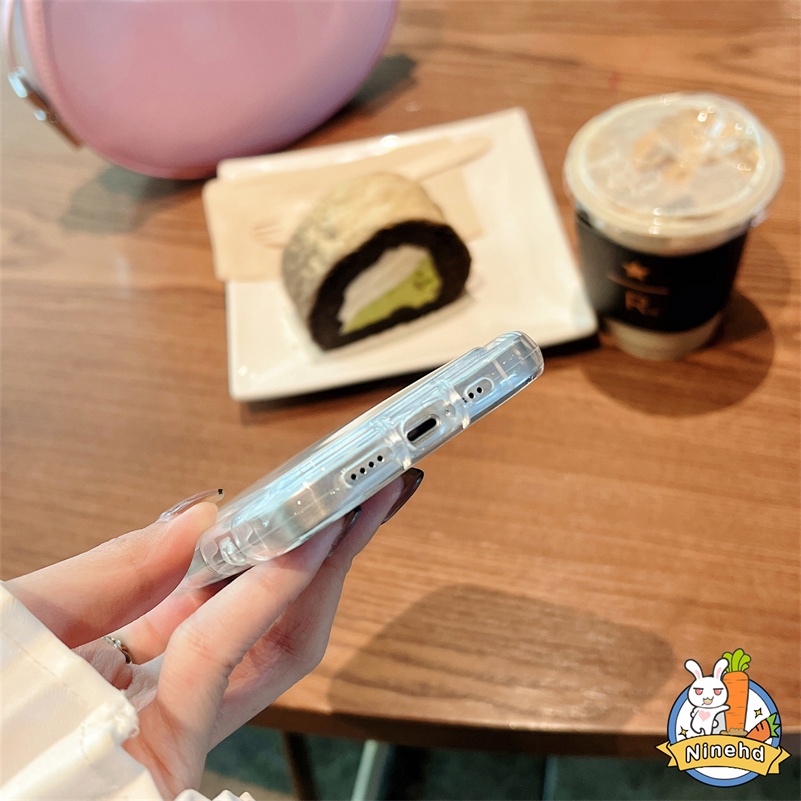 IPHONE Casing Kompatibel Untuk Iphone14 13 12 11 Pro Max X Xr Xs Max SE 8 7 6 6s Plus Kartun Kelinci Transparan Kristal Silicone Airbag Shockproof Phone Case Penebalan Cover Pelindung