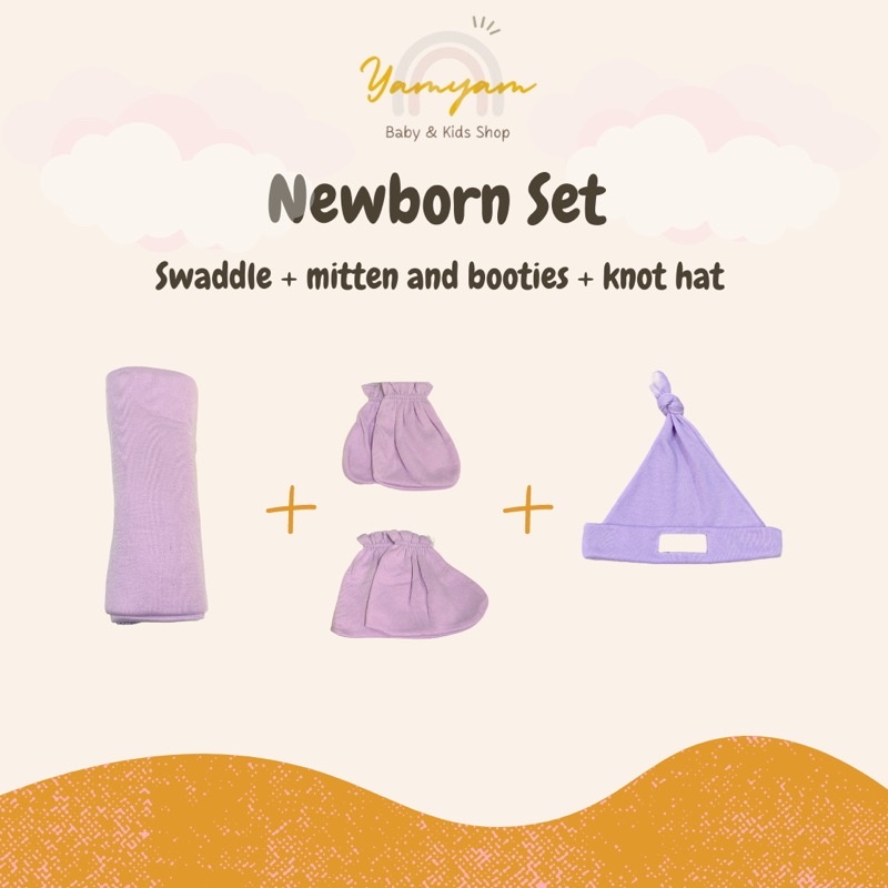 newborn set bedong set newborn paket bayi baru lahir package swaddle mitten booties knot hat bedong sarung tangan kaki sartaki stk topi bayi bolo bolo chiyoko diti baby