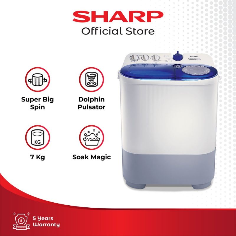 Mesin Cuci Sharp 2 Tabung [7 Kg] ES T77DA