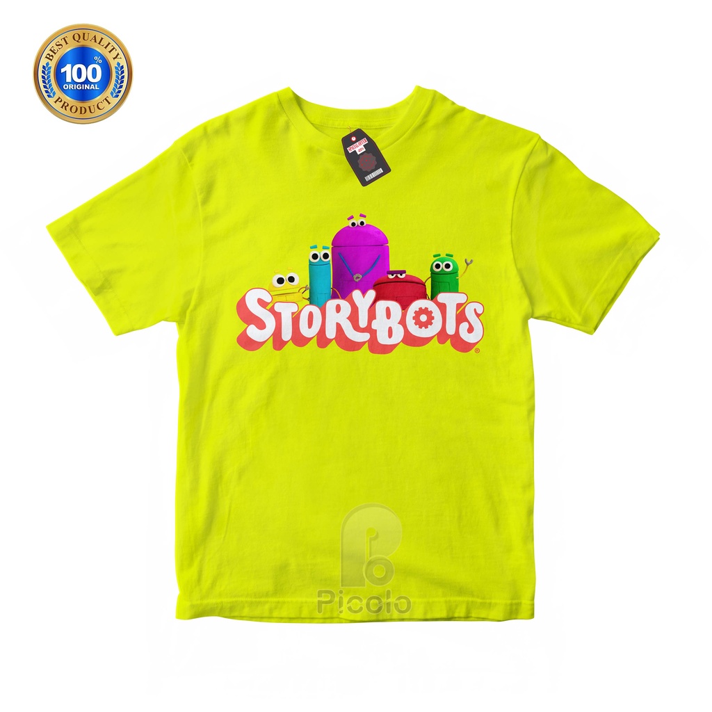 (FREE NAMA) BAJU KAOS ATASAN ANAK MOTIF STORY BOTS UNISEX Bahan COTTUN