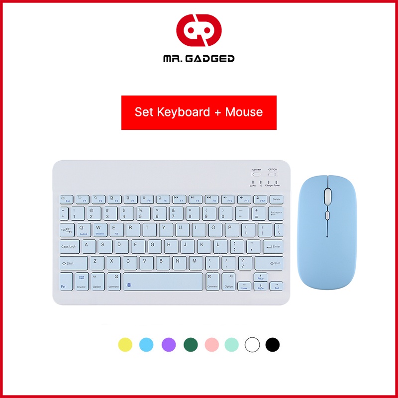 Mister GadgeD - Keyboard dan Mouse Set Bluetooth Komputer IPad Tab Android IOS Windows 10 Inci