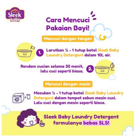 SLEEK Baby LAUNDRY Detergent 1200 ml BOTOL - Deterjen Sabun Cuci Baju Bayi 1200ml - EXP 2025