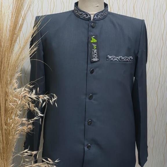 Jasko Jas Koko Pria Premium Jasko Motif Bordir Warna Abu-Abu