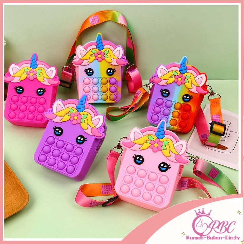 TAS UNICORN UKURAN BESAR unicorn tas anak tas pop it Motif lucu  jumbo  tali selpang bahu  bag anak