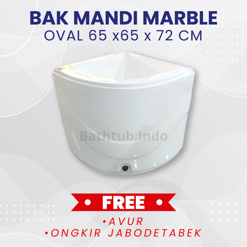 BAK AIR / BAK KAMAR MANDI OVAL SUDUT 65 MARBLE FREE ONGKIR JABODETABEK