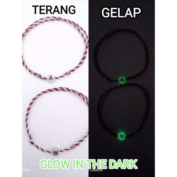 Gelang Keberuntungan Tridatu Mote Glow In The Dark Bisa Menyala Saat Gelap/ Gelang Menyala Dalam Gelap