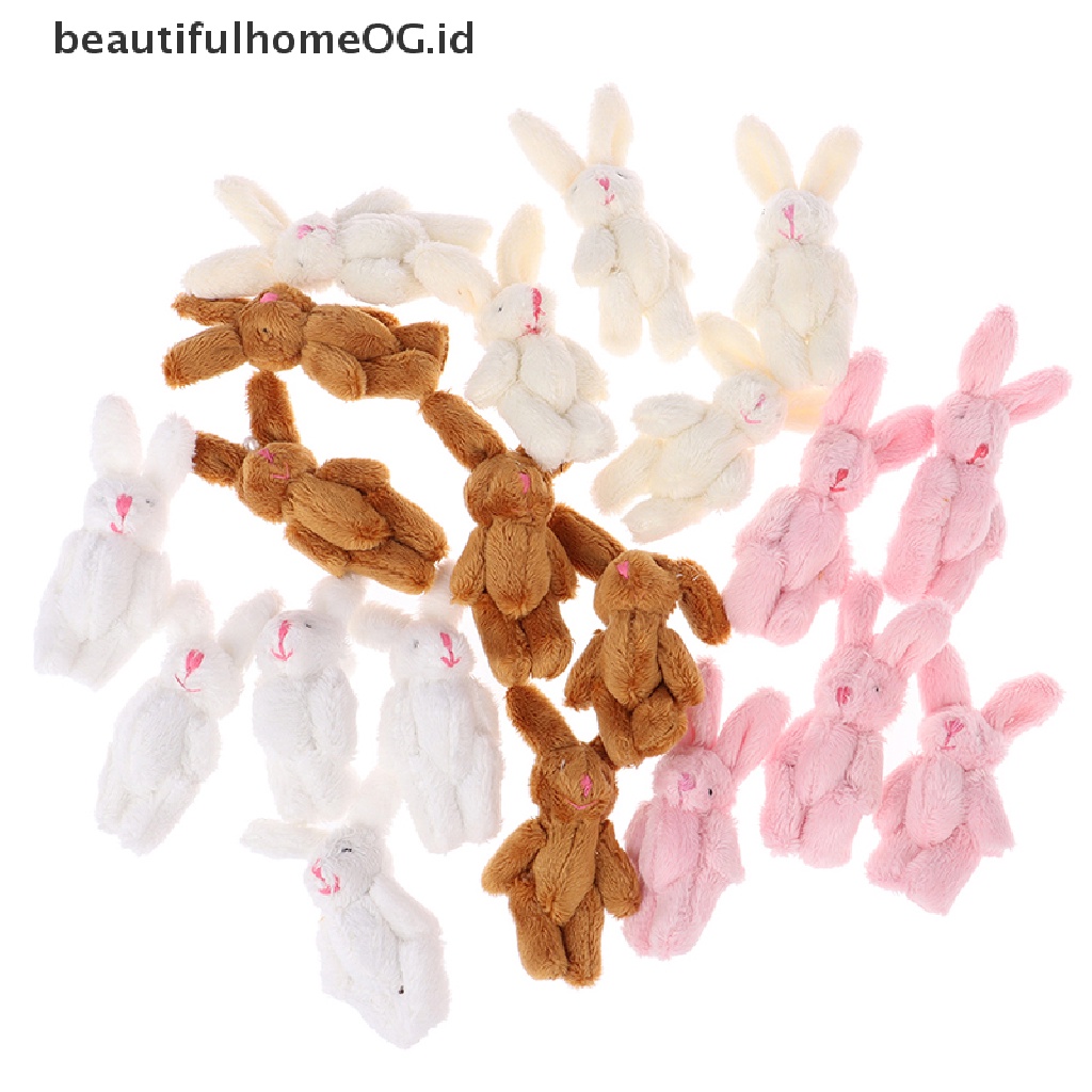 // Beautifulhomeog.id// 5Pcs 6cm Liontin Kelinci Sambungan Mini Plush Bunny Untuk Gantungan Kunci Buket Mainan Boneka **