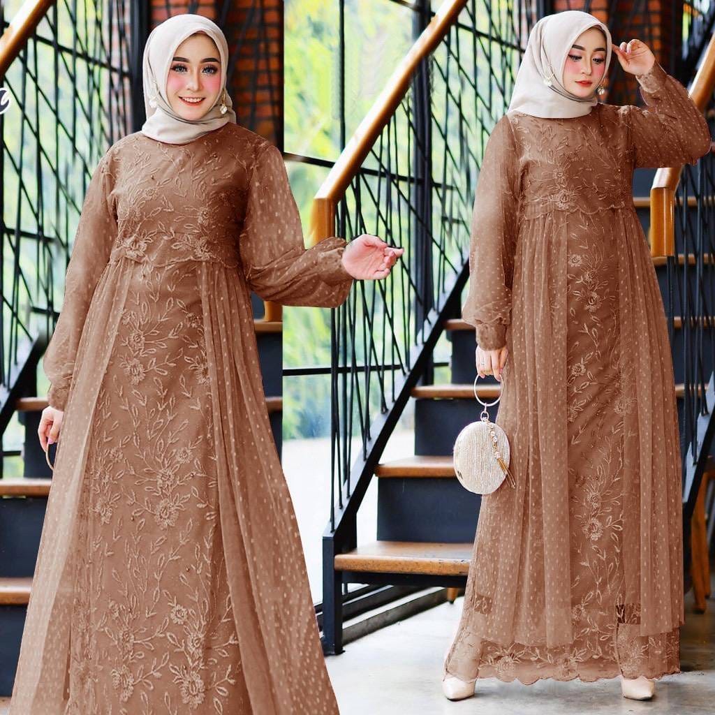Baju Pesta Gamis Jumbo Wanita Muslimah Adem Mewah Elegan Trand Ramadhan Viral Model Terbaru Lebaran 