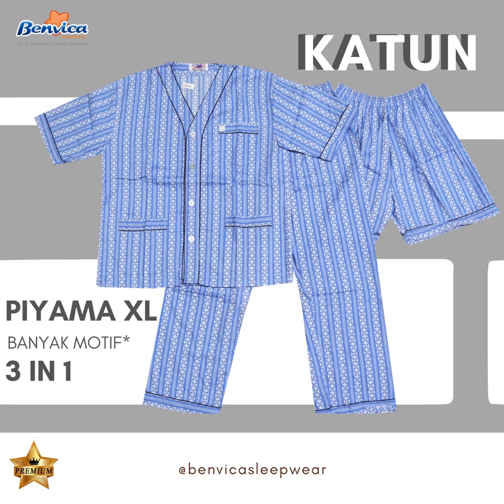 BAJU TIDUR CELANA PANJANG PIYAMA KATUN ADEM LAKI-LAKI DEWASA SWAN SIZE XL