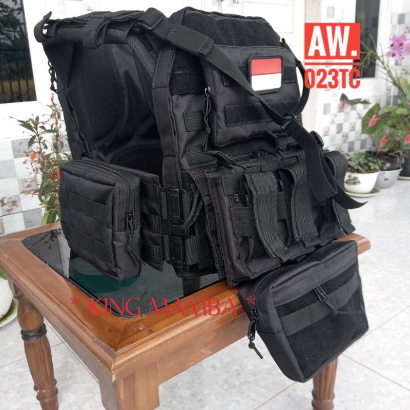 Body vest black king mamba tactical / body vest tactical brimob / rompi tactical TNI