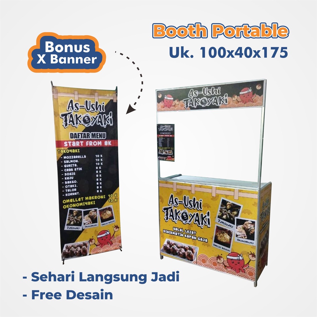 Booth Portable 100x40x175 Jumbo / Gerobak Lipat Ringan / Meja Jualan Portable / Booth Lipat Ringan /