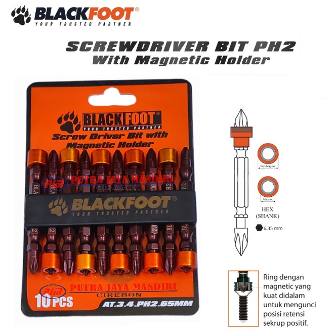 Blackfoot Mata Obeng Angin Ph 2 / Screwdriver Bits With Magnetic Holder