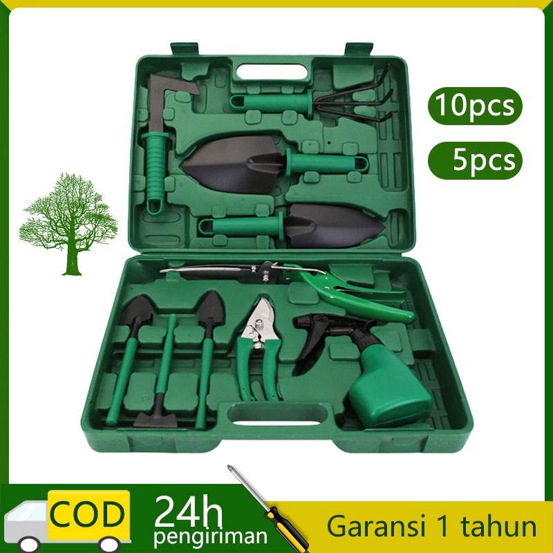 Alat Berkebun Kebun Taman Tanaman Sekop Set Garden Tool 10 pcs Dengan Koper