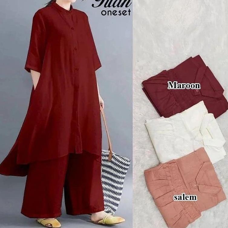 Sale Terbatas Titan One Set / Setelan Muslim Wanita Terbaru 2 / Set Tunik+Kulot Bahan Katun n / OOTD