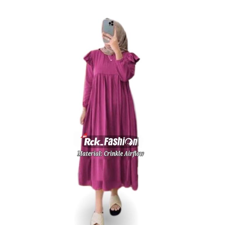 Terbaik Hari Ini [Gratis Emas] AZARA MIDI DRESS BAHAN CRINKLE AIRFLOW