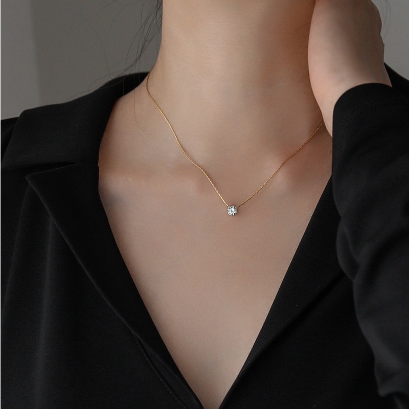 Kalung tali tambang titanium liontin zircon mewah anti karat harga grosir bisa COD