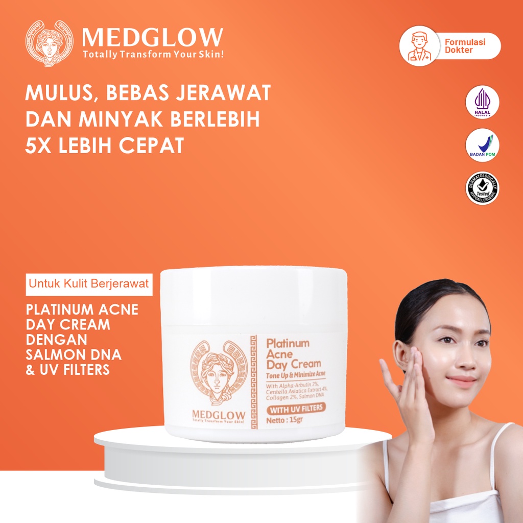 MEDGLOW CLINIC Platinum Acne PDRN Salmon DNA Day Cream SPF 30 | Skincare Krim Pagi Anti Jerawat Kome