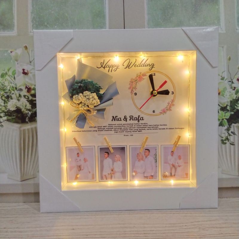 25x25cm Jam lampu tumblr LED scrap box bingkai frame foto popup 3D hadiah kado gift hampers custom w