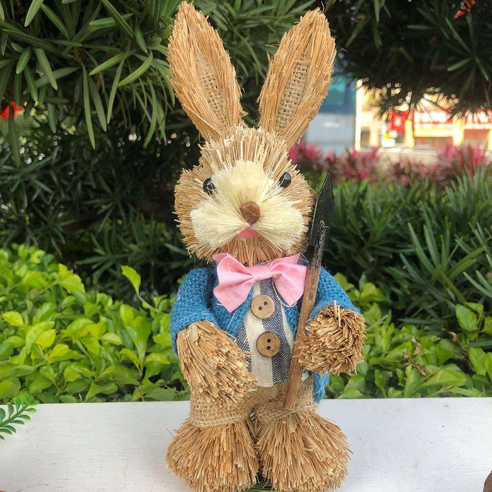 Solighter Jerami Kelinci Lucu DIY Bunny Dekorasi Perlengkapan Pesta Ornamen Taman Hadiah Hadiah Hadiah Ulang Tahun