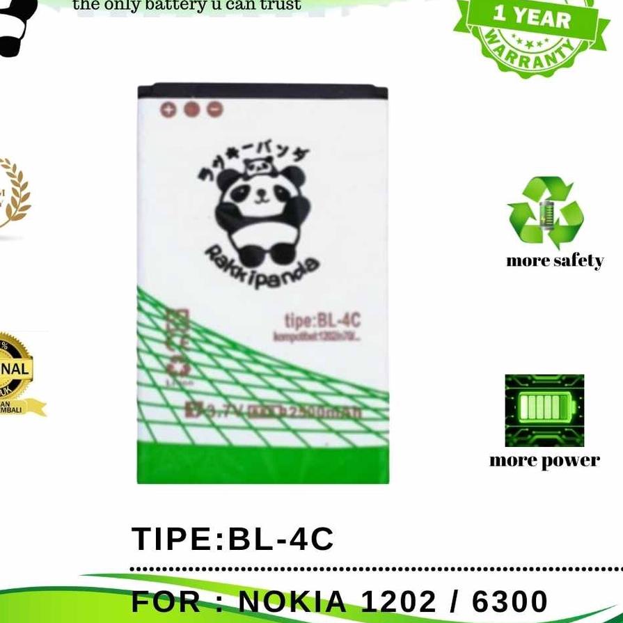 Kekinian RakkiPanda - BL4C BL 4C Nokia 1202 / Nokia 6300 Batre Batrai Baterai