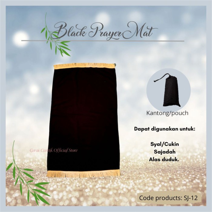 Sajadah Sajadah Saku Dompet Traveling Hitam Polos Tipis Ringan Jumbo Sj-12