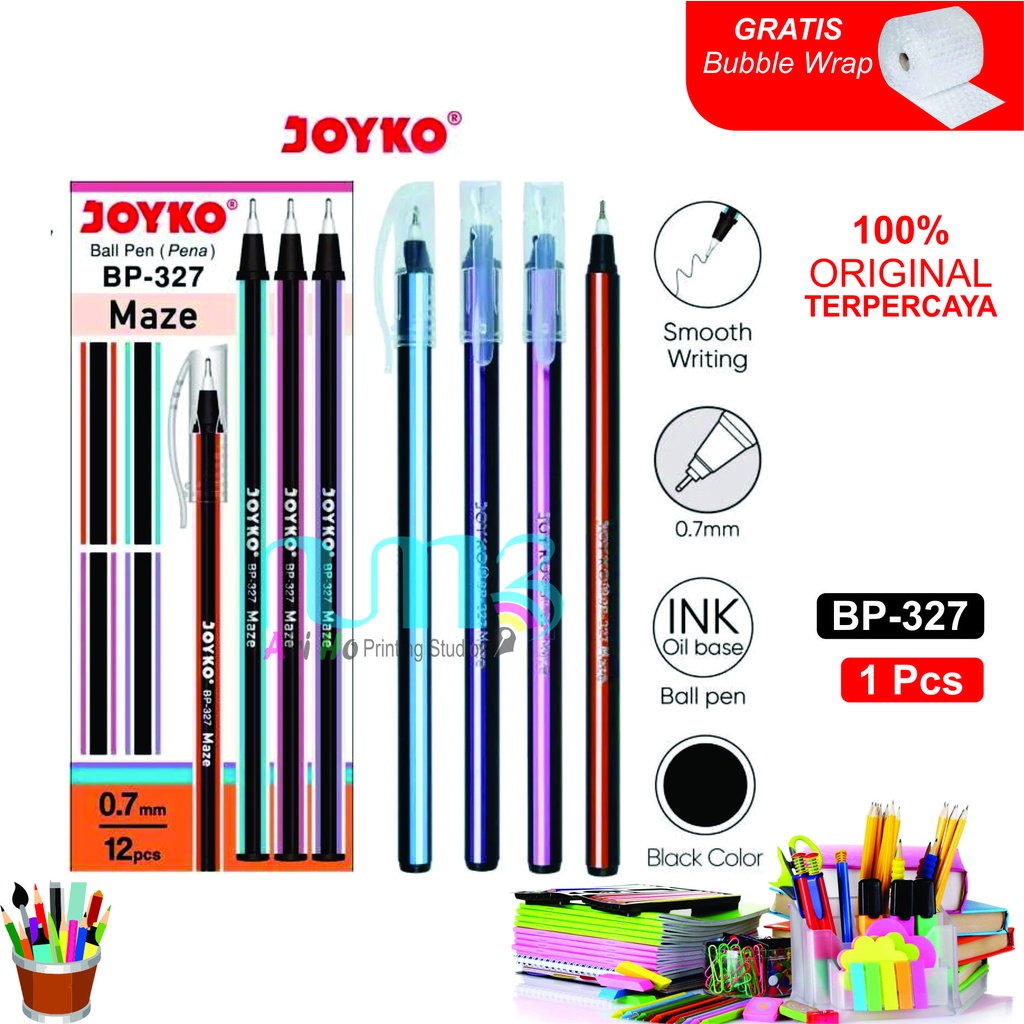 [PROMO] Ballpoint Maze BP-327 0.7mm/ Pulpen Maze BP-327 HITAM / Ball Pen Joyko Maze BP-327 ecer