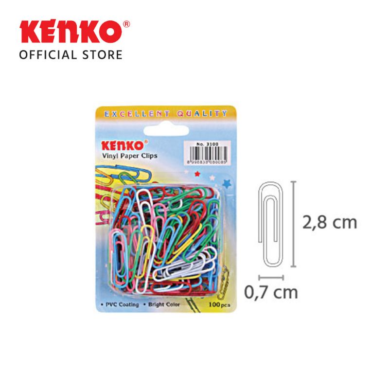 

Paper Clip Kenko No. 3100 / Clip Warna Warni / Vinyl Paper Clips (1 Set isi 100pcs)