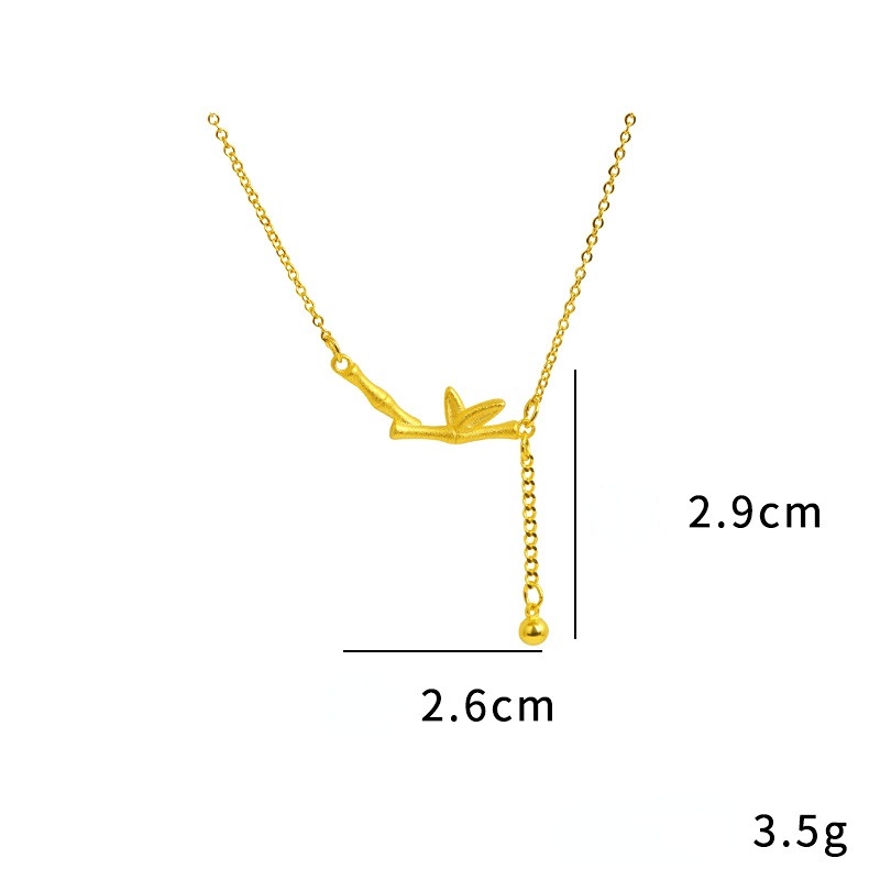 Goldkingdom Fashion Perhiasan 24 K Bangkok Aksesoris Ready Stock Baru Indah Simpul Bambu Tinggi Gilt Liontin Vintage Klavikula Kalung