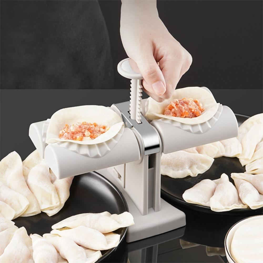 R-FLOWER Dumplings Kreatif Sepenuhnya Otomatis DIY Cetakan Empanadas Ravioli Kepala Ganda