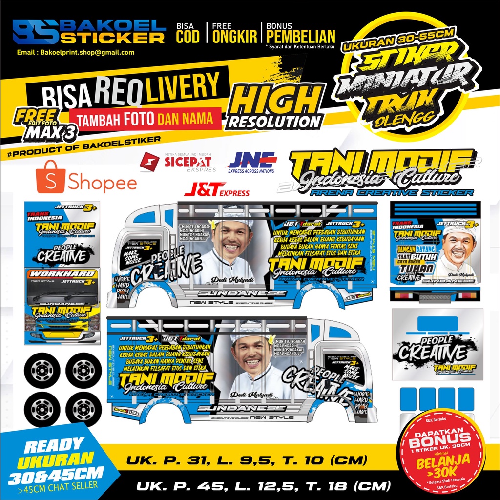[NEW] STIKER Miniatur Truk Oleng ukuran 30-55cm