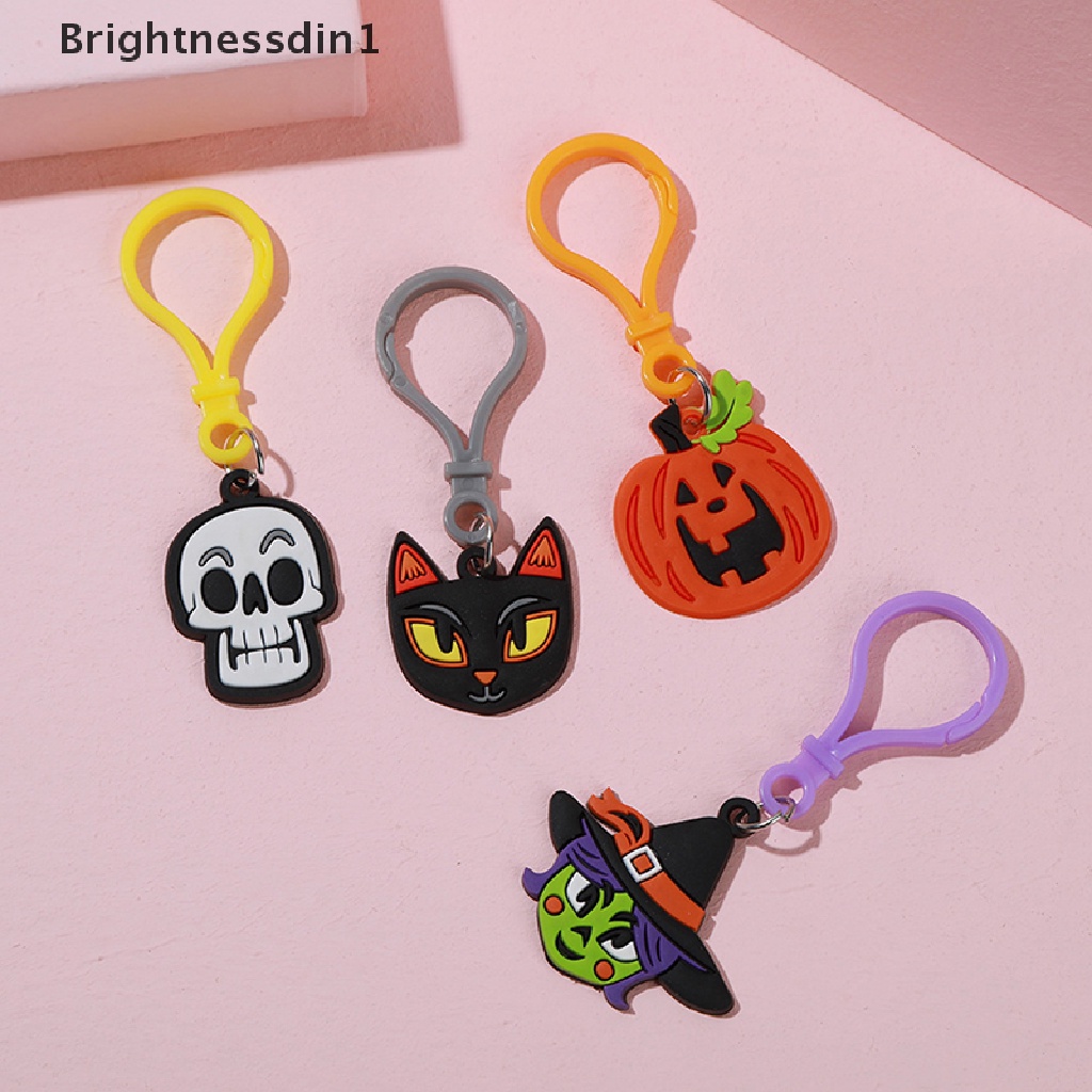 [Brightnessdin1] Halloween Gantungan Kunci Kelelawar Labu Hantu Kucing Gothic Kunci Cincin Vampir Batu Nisan Gantungan Kunci Festival Hadiah Perhiasan DIY Buatan Tangan Butik