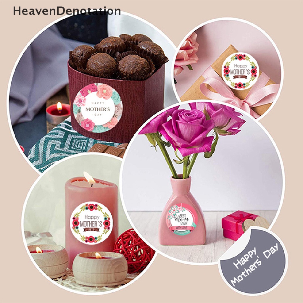 [HeavenDenotation] 500pcs/roll Hadiah Happy Mother's Day Label Kraft Kemasan Sealing Stiker HDV