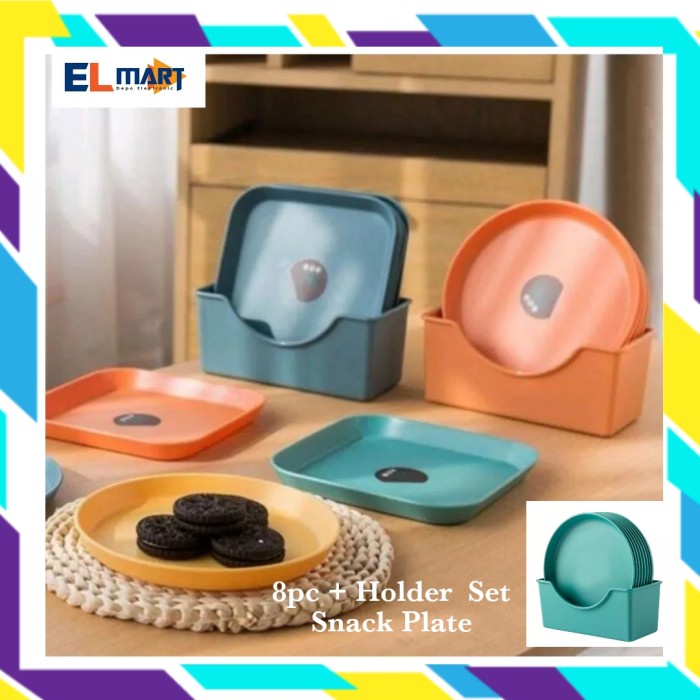 Piring Snack Lepek Plastik Set 9 in 1 8pc Plate + Wadah Kue Saji PRG04