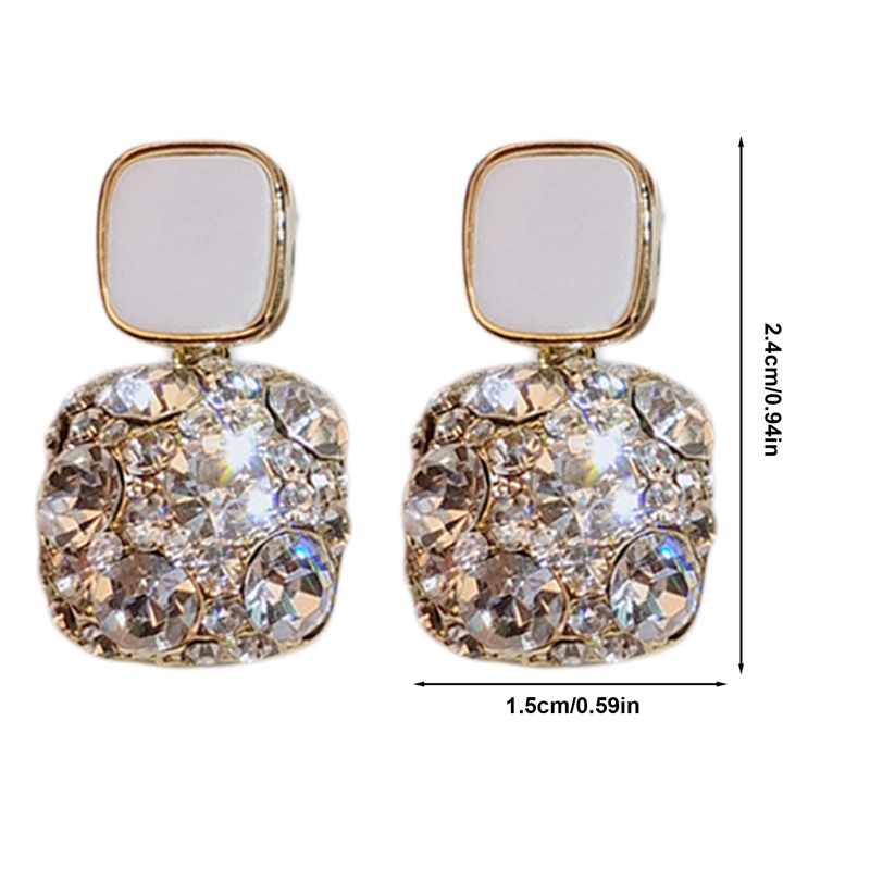 Ungu Berlian Imitasi Penuh Persegi Pejantan Anting-Anting Perempuan Indah Fashion Manis Kualitas Tinggi Temperamen Eropa Dan Amerika Perhiasan