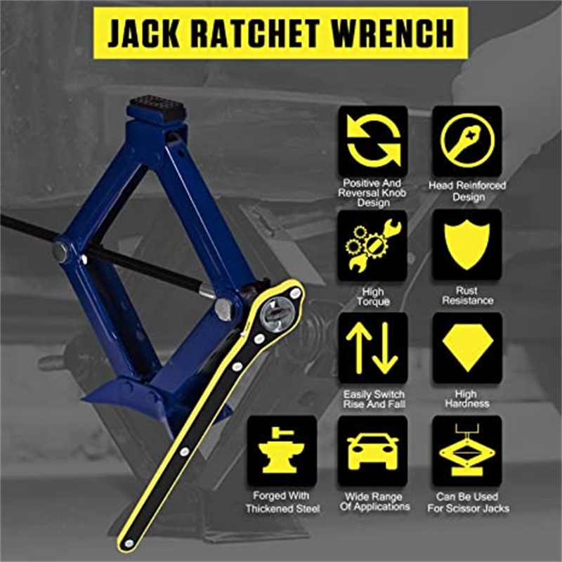 {Barang spot}Kunci Pas Dongkrak Mobil/Auto Labor-saving Jack Ratchet Wrench/Garage Tire Wheel Lug Wrench/Kunci Ratchet Wrench untuk dongkrak mobil