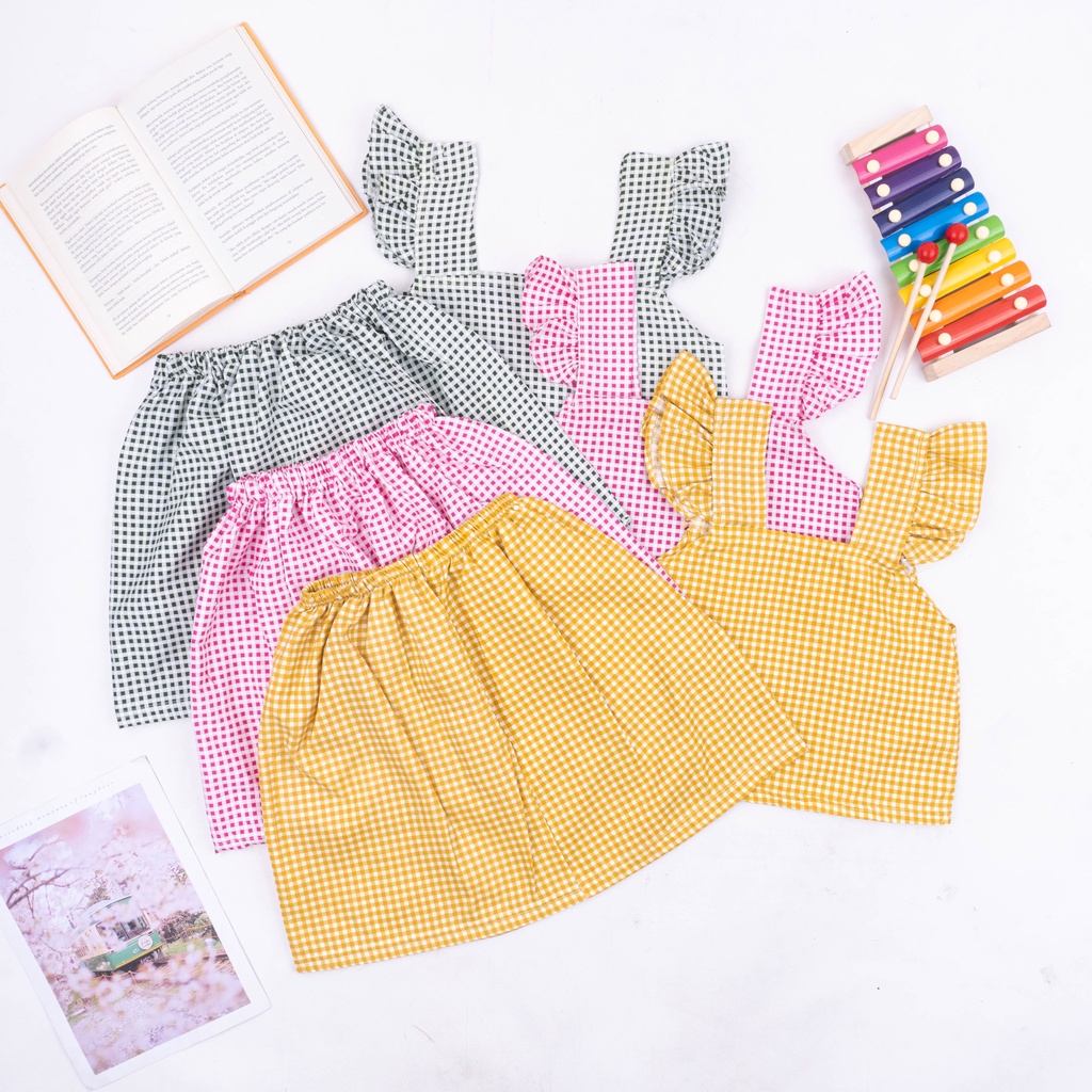 SET TARTAN CELANA PANJANG/ STELAN SINGLET ANAK USIA 1-5TAHUN/ Setelan Cha- Cha anak perempuan / Setelan Celana Panjang / baju anak CEWEK