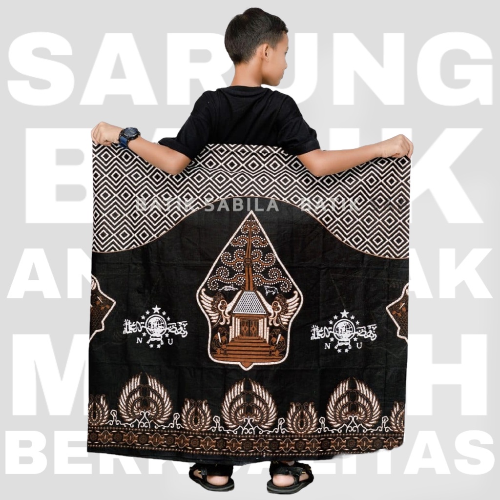 Sarung Anak Batik Gunungan NU Coklat / Sarung Nu Anak / Sarung Anak Nu / Sarung Kang Santri / Sarung