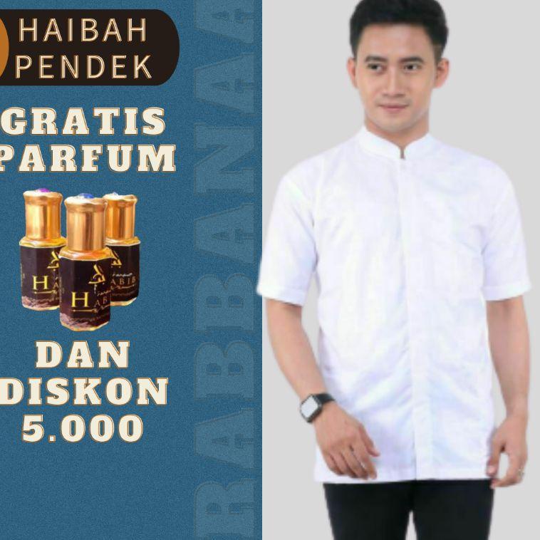 TREN TERBARU BAJU KOKO HABAIB PUTIH POLOS LENGAN PENDEK