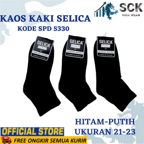 Kaos Kaki Sekolah Panjang SELICA SPD 5330 MK HITAM / Kaus Kaki TK SD 5330 - sckmenwear GROSIR