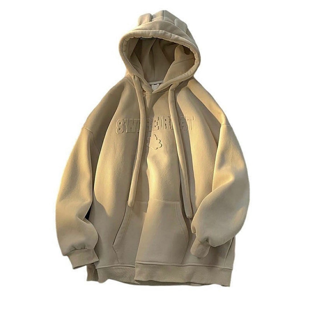 EMBOSS SWRRE REAT HOODIE OVERSIZE WANITA - SWEATR HODIE WANITA OVERSIZE