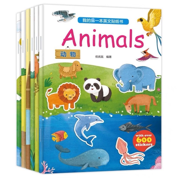 

Chinese English Stickers Book Set Buku Belajar Mandarin Dengan Sticker