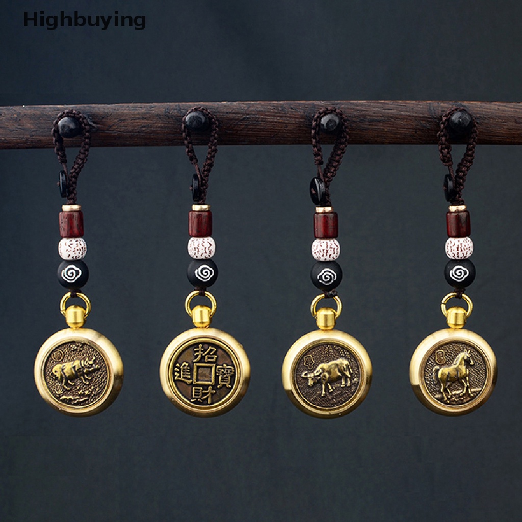 Hbid Vintage Tembaga Lucky Rope Gantungan Kunci Liontin Good Luck Fengshui Keychain Imlek 12 Zodiak Hewan Tag Gantungan Kunci Mobil Liontin Tali Hiasan Glory