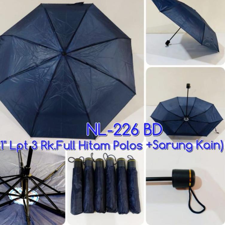 Star Payung lipat 3 Nagoya Polos + Sarung Cocok Untuk Sablon Dan Promosi NL226 buruan